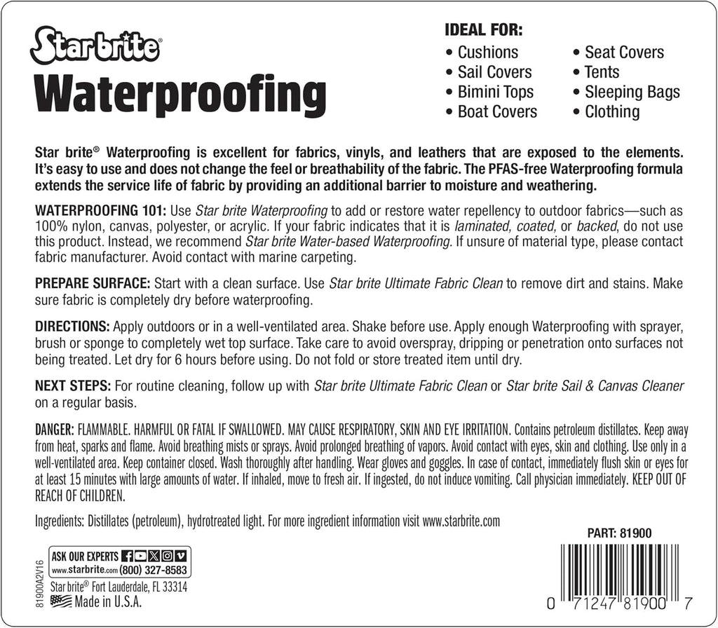 STAR BRITE Waterproofing - PFAS Free Spray & Stain Protection
