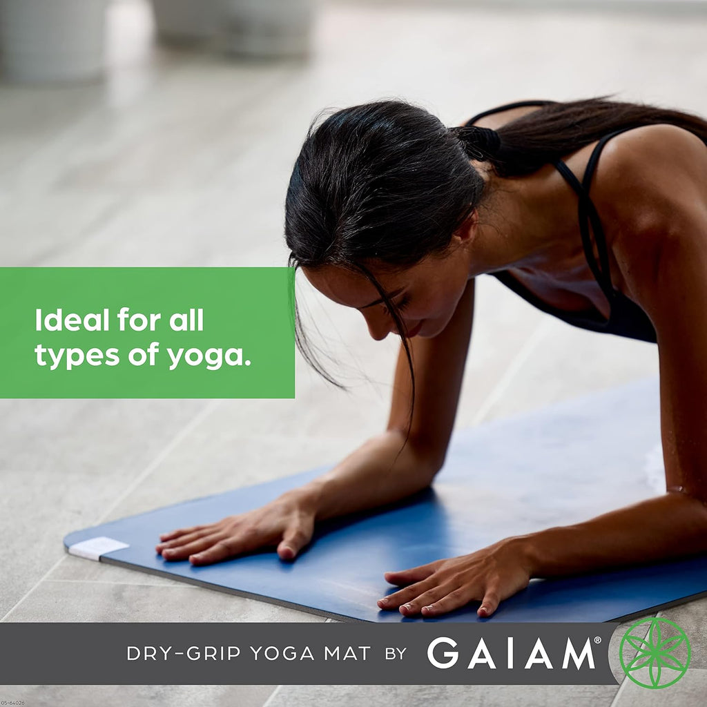 Gaiam Dry-Grip Yoga Mat, Non-Slip, Hot Yoga