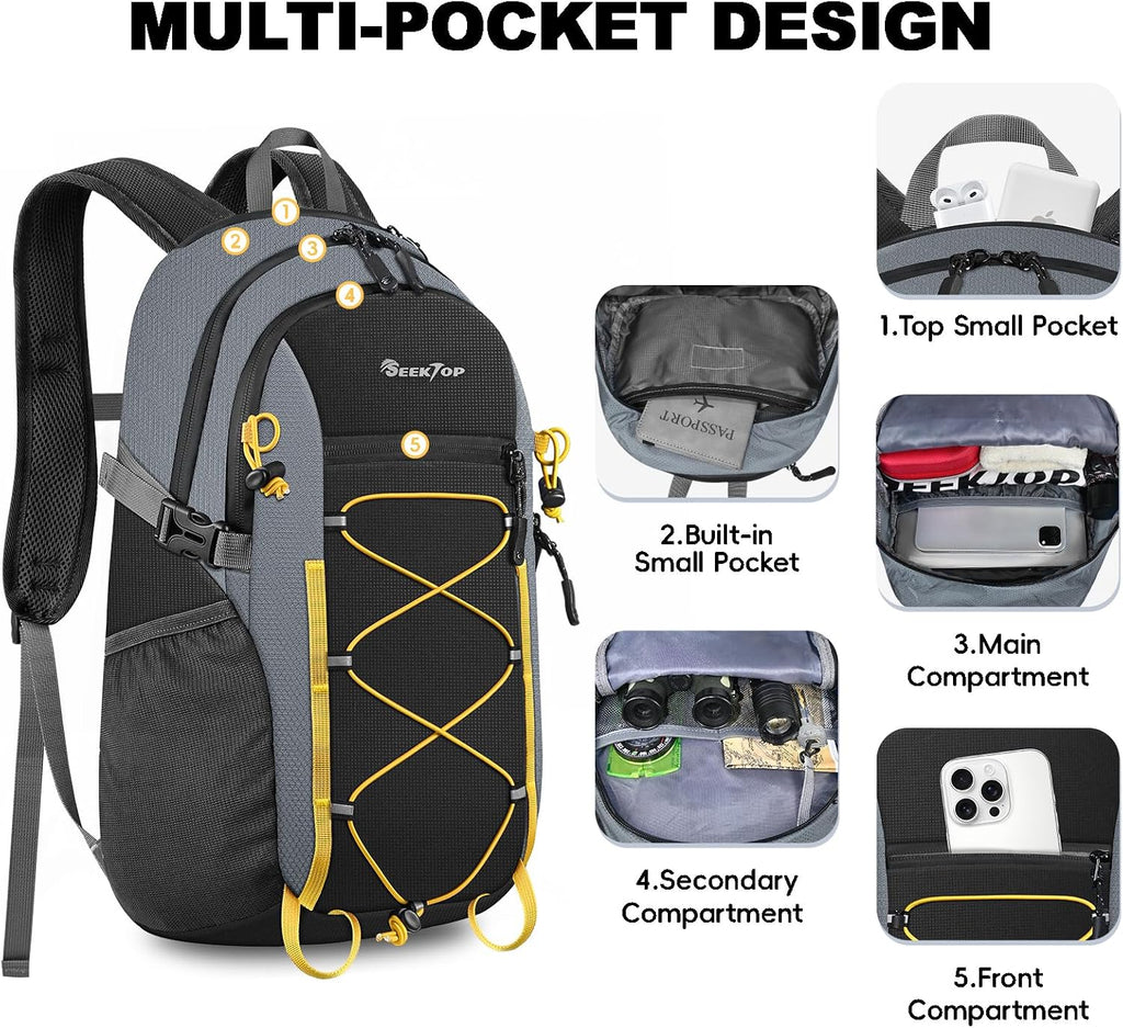 Seektop Packable Waterproof Hiking Backpack, 20L Lightweight Daypack