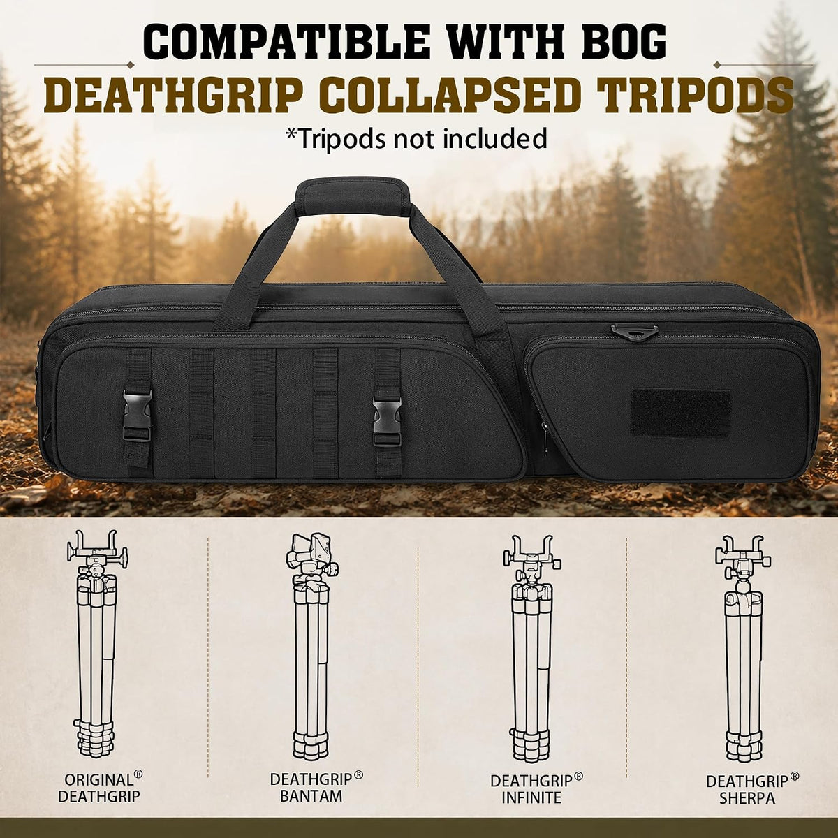 GOBUROS Hunting Tripod Carrying Bag Compatible with BOG DeathGrip Tripods