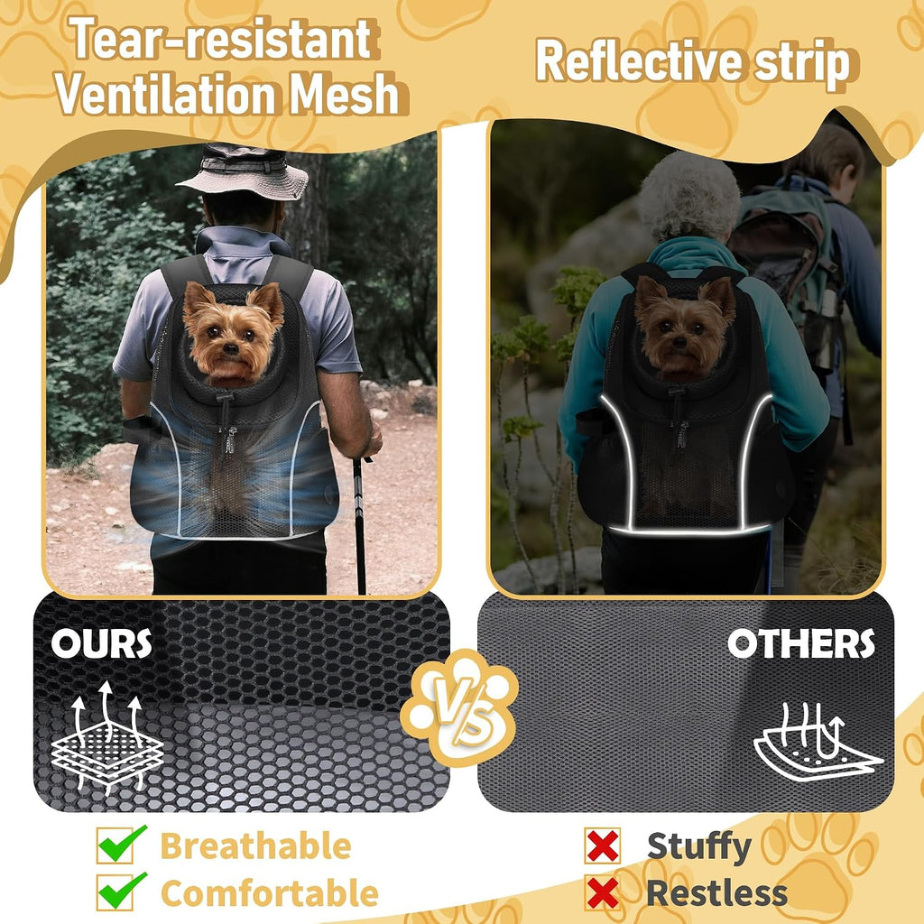 WOYYHO Pet Dog Carrier Backpack, Ventilated Mesh Small Dog Front Backpack