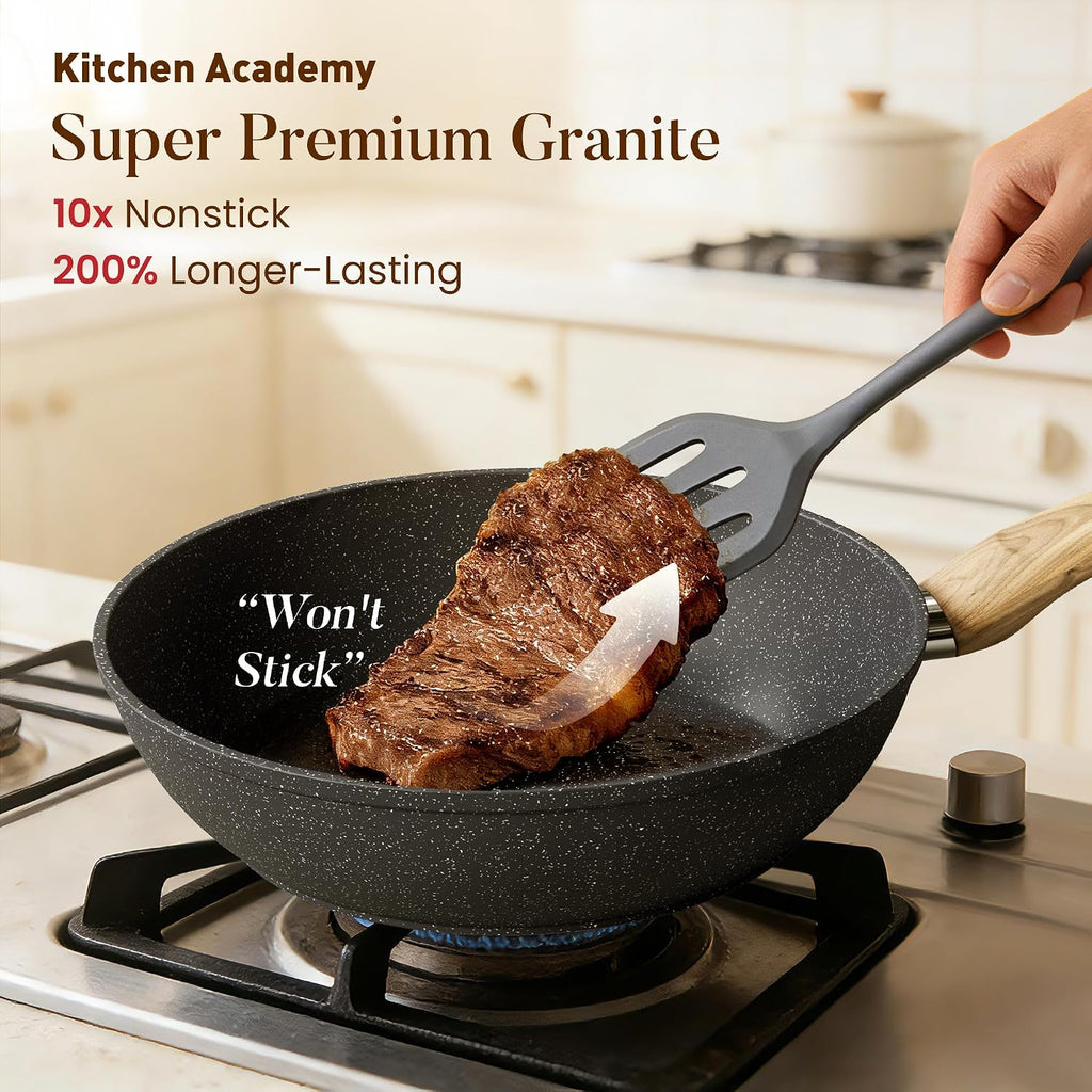 Kitchen Academy 12pcs Pots and Pans Set Non Stick, Induction Cookware