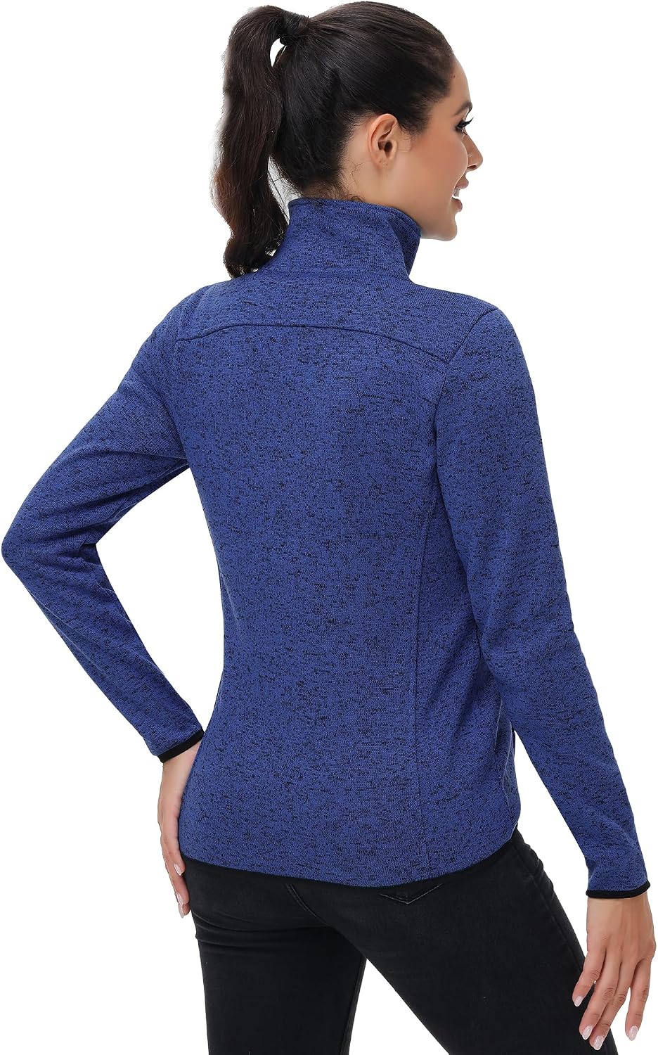 COZZYON Women Fleece Long Sleeve Zip Up Jacket Light Sweater Jacket with Pockets