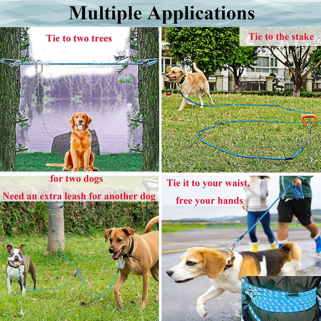 Reflective Versatile Dog Tie Out Cable Trolley System Hold Up to 300 lbs