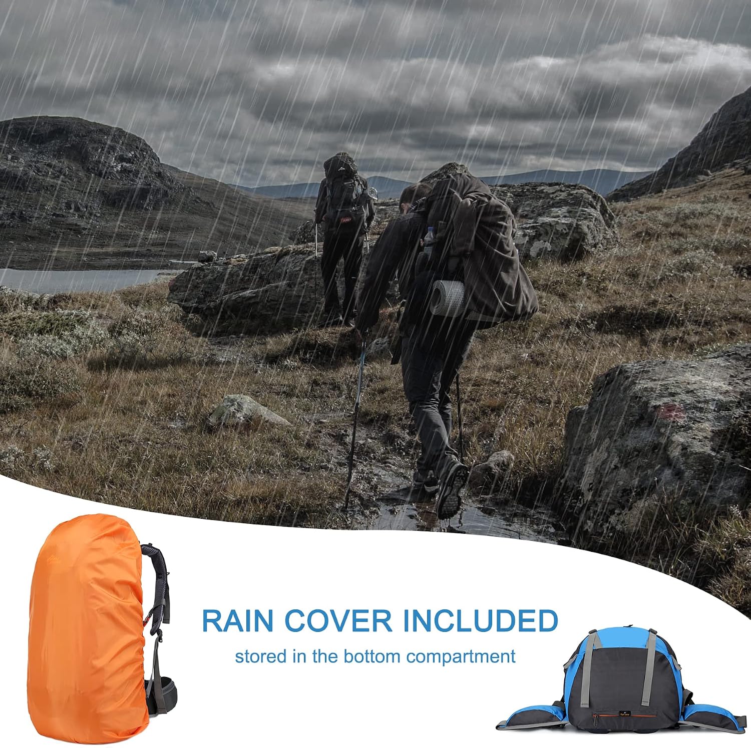 Loowoko 50L Hiking Backpack with Rain Cover for Both Men & Women