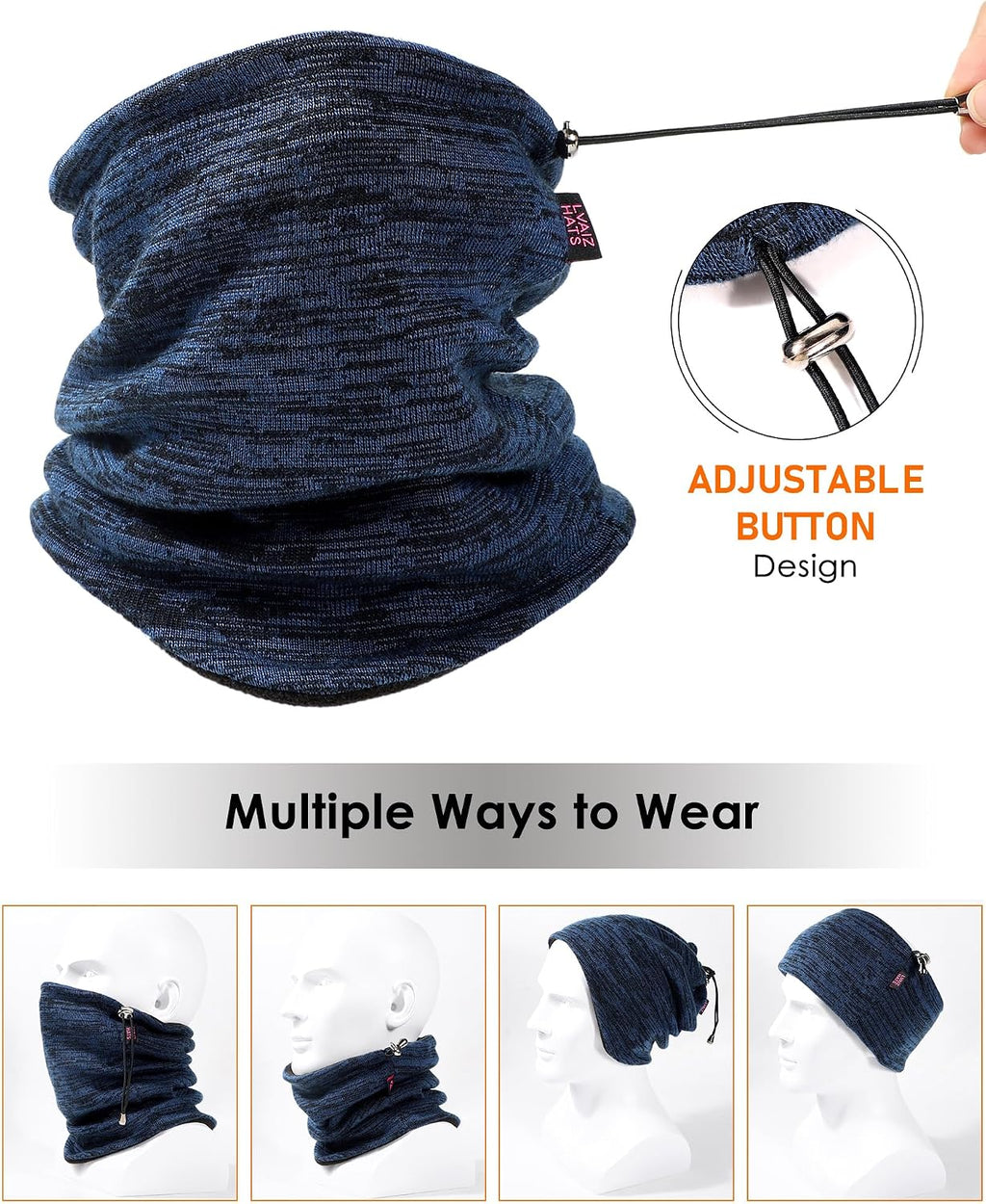 Winter Beanie Hat Scarf Set for Men Women Fleece Lined Warm Windproof Ski