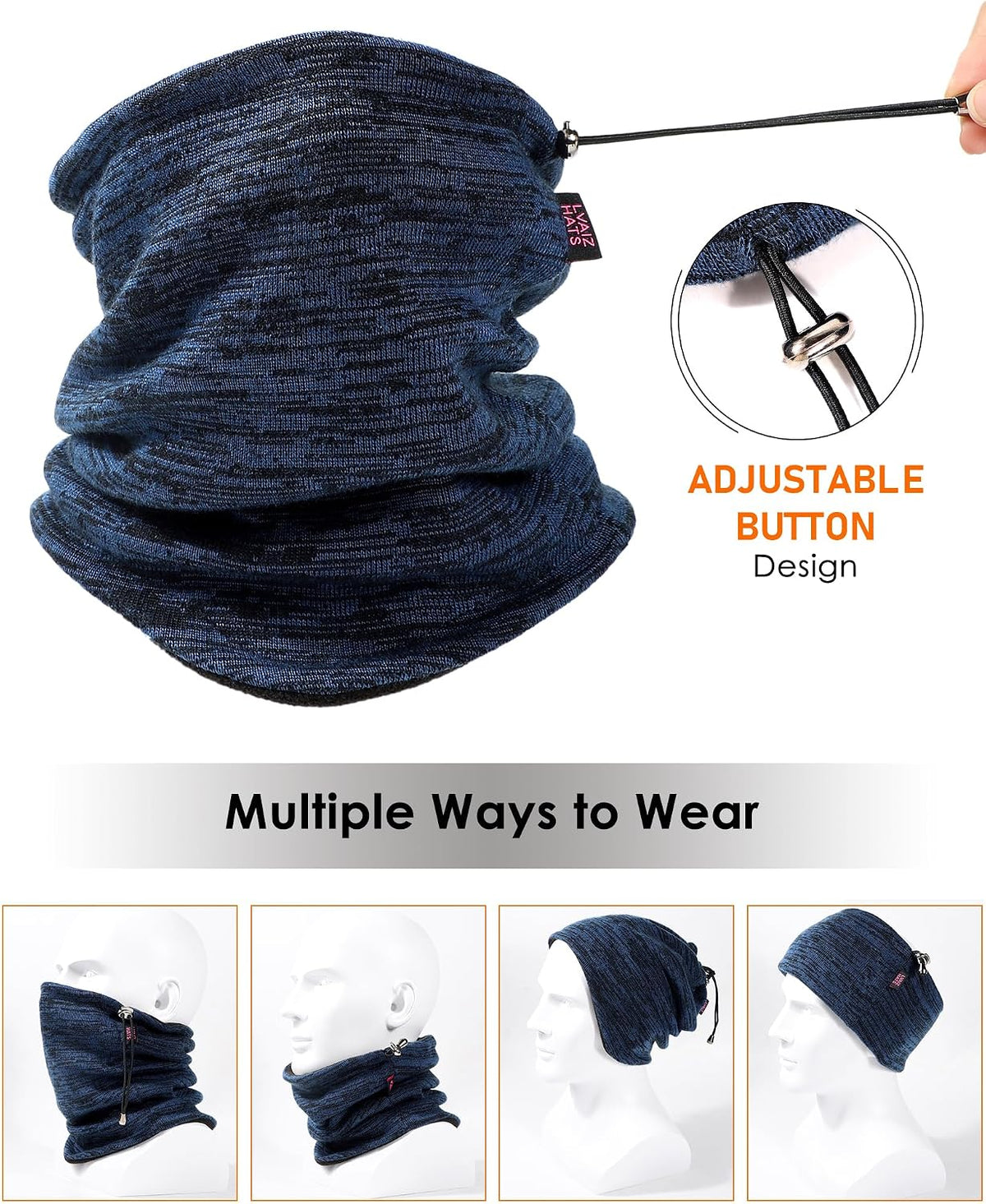 Winter Beanie Hat Scarf Set for Men Women Fleece Lined Warm Windproof Ski