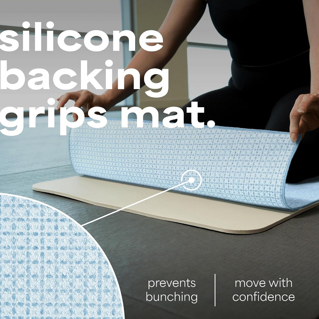 S&T INC. Aura Microfiber Yoga Mat Towel with Grip, 2 Pack, 24" x 72", Blue