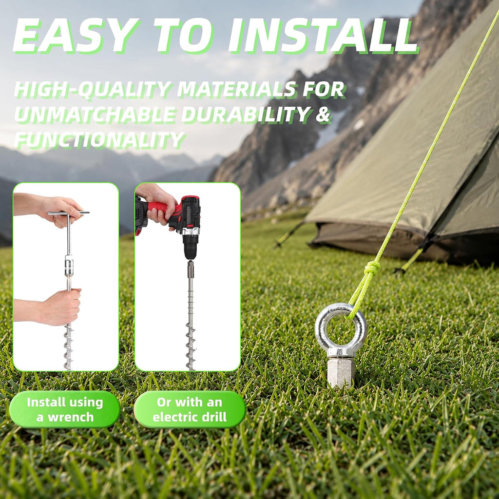 Ground Anchors 14" Screw in Tent Stakes for Camping Tents 12 Pcs