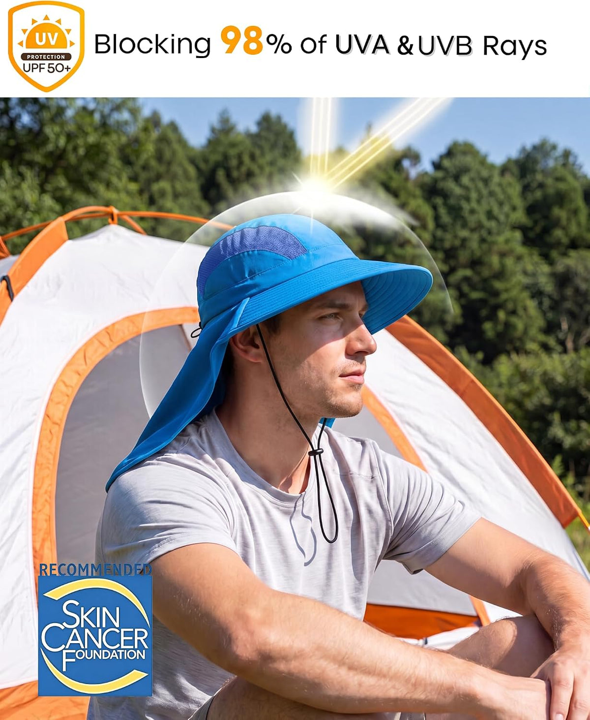 Home Prefer UPF 50+ Sun Hats for Men Women Wide Brim Fishing Hat with Neck Flap UV Protection Sunblock Safari Bucket Hat