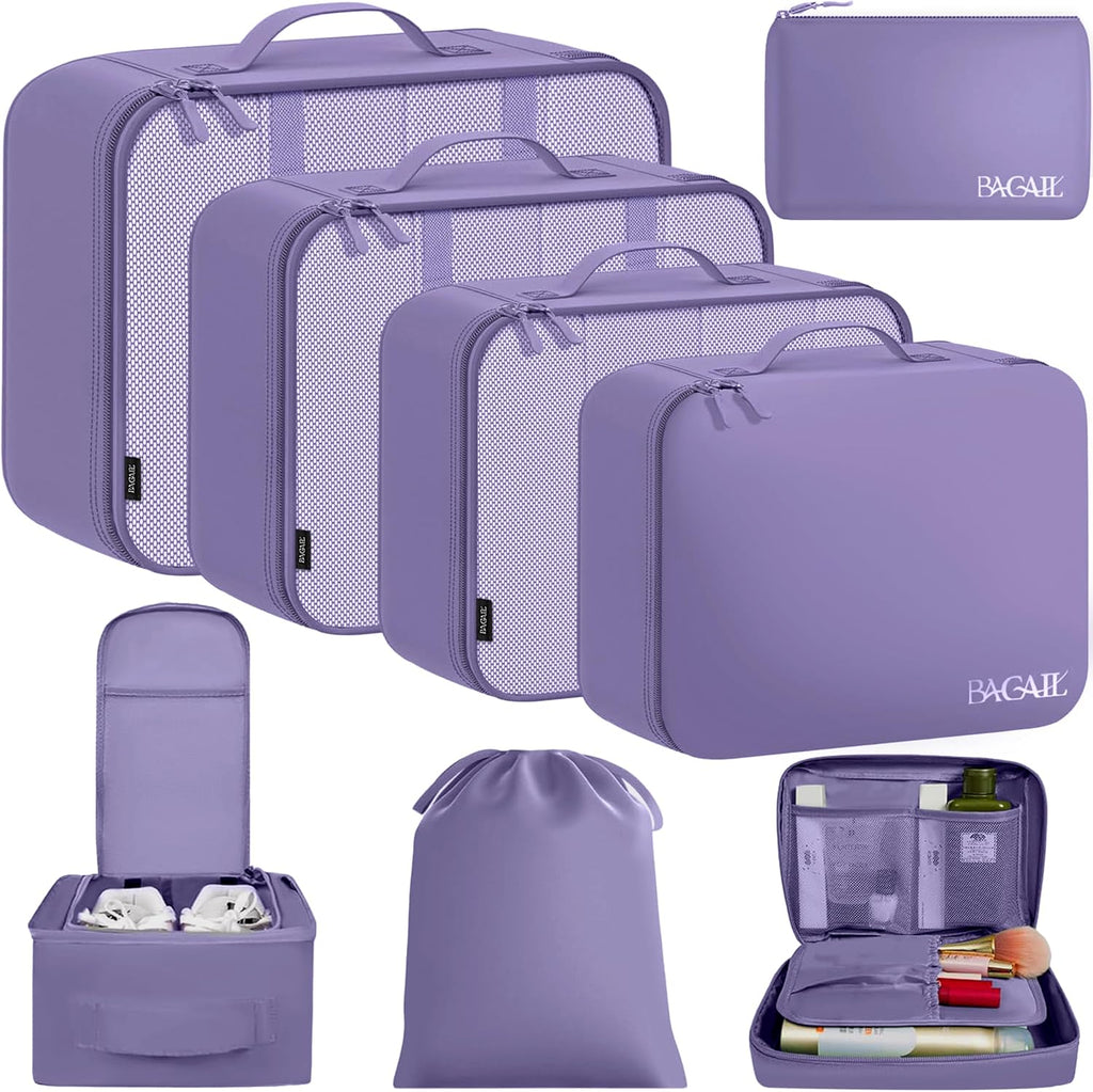 BAGAIL 8 Set Packing Cubes Luggage Packing Organizers for Travel Accessories-Dusty Blue