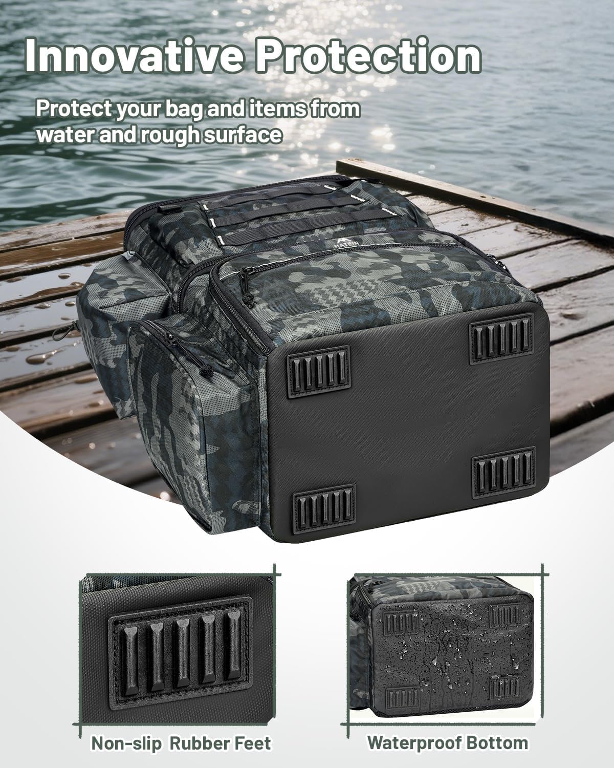 MATEIN Fishing Backpack with 4 Tackle Boxes, Fishing Bag with Rod Holder