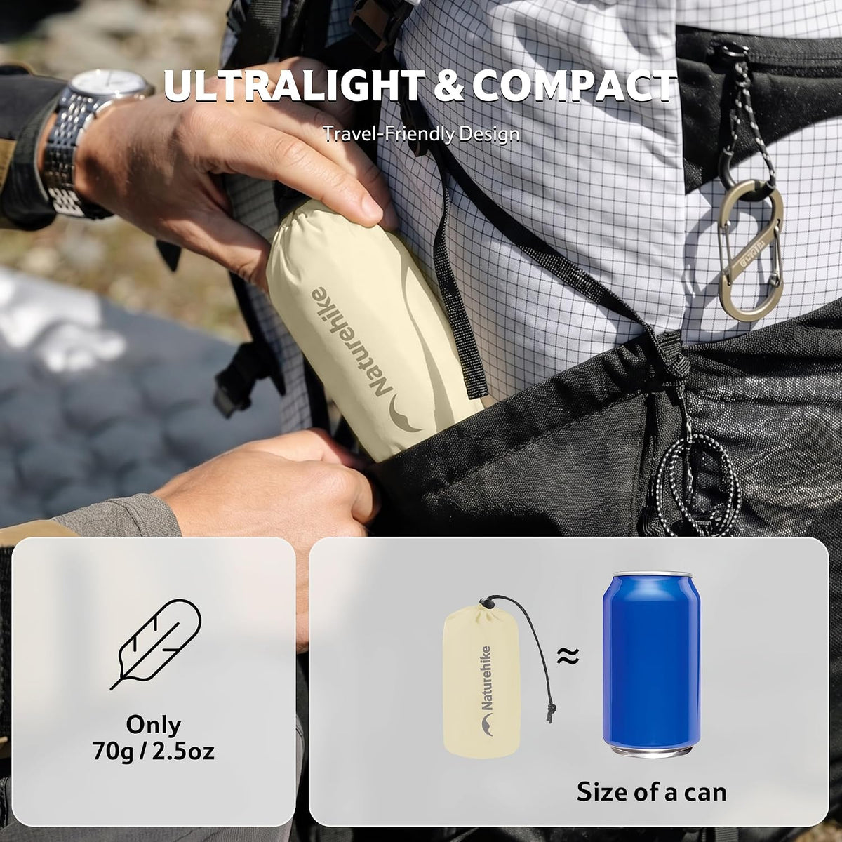 Naturehike Ultralight Inflatable Camping Travel Pillow, 2.5oz Portable Travel Air Pillow with Adjustable Valve & Fixing Buckle, TPU Blow Up Pillow for Camp Backpacking Hiking Car Airplane Trip, White