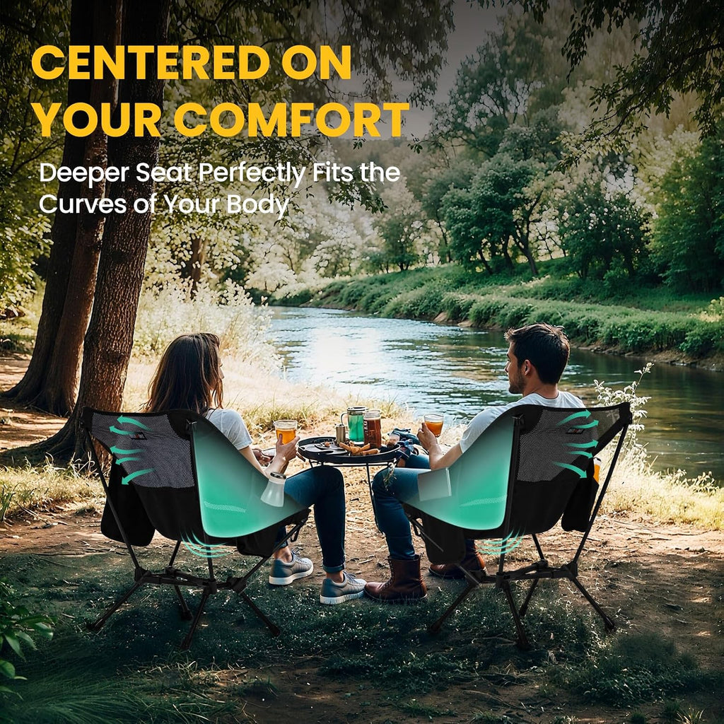 Overmont Ultralight Portable Camping Chair- Lightweight Folding Backpacking Chair, Support up to 330Lbs Compact Beach Chair for Adults with Carry Bag for Backpack Hiking Fishing Outdoor Camp Travel
