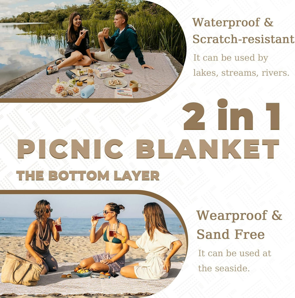 2 In 1 Extra Large Picnic Blanket Beach Mat Rug Registry Wedding Search by Name Registry Must Have Items Newlyweds Newly Wed Married Couple Gifts Bridal Husband Wife Men Women Mr Mrs Anniversary