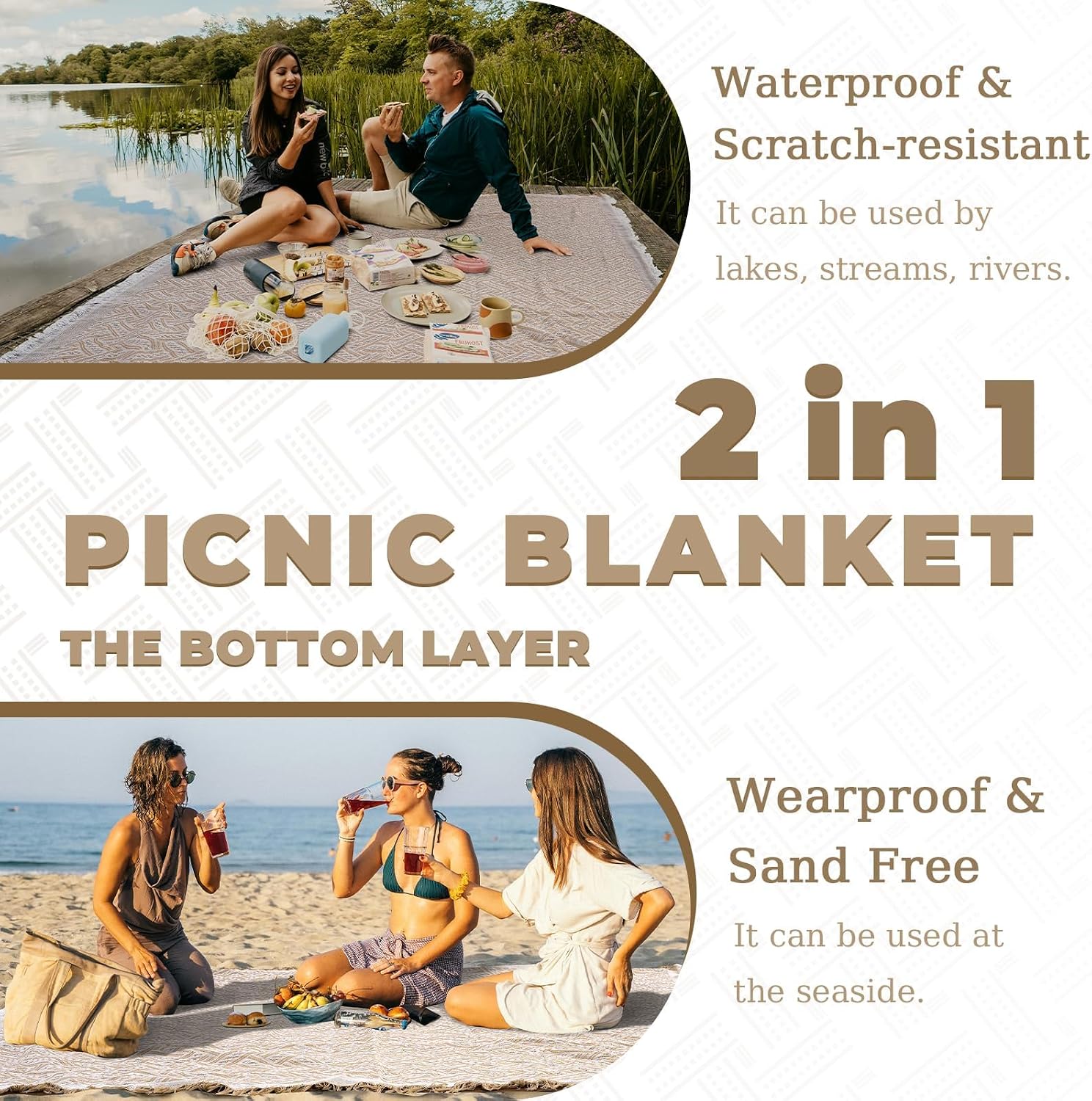 2 in 1 Extra Large Camping Blanket Outdoor Picnic Yoga Mat Lightweight Car Essential Roadtrip Gadget Rv Accessories Glamping Tent Gear Must Haves Hiking Stuff Backpacking Necessities Women Beach Gift