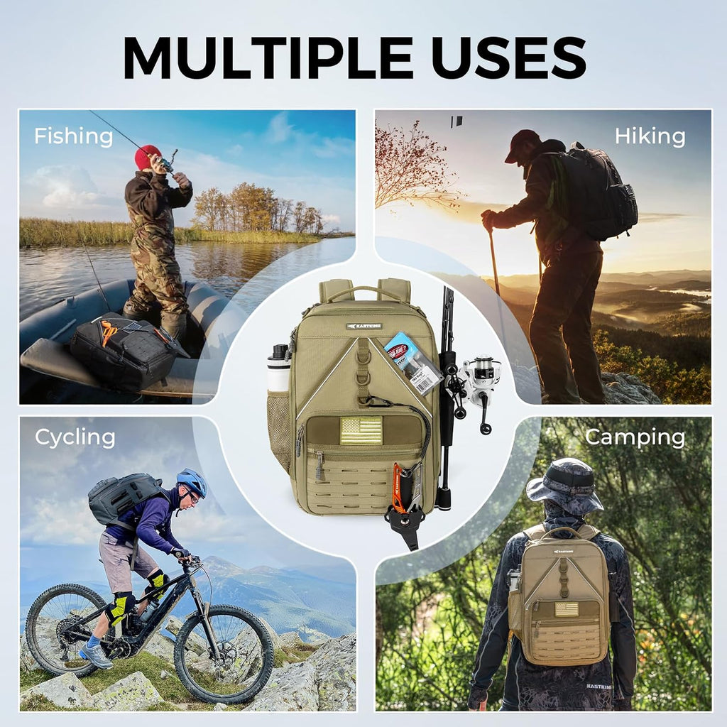 KastKing KastMate Fishing Backpack With 2 Rod Holders, Khaki