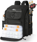 MoKo Large 40L Fishing Tackle Backpack with Rod Holders & Bait Binder