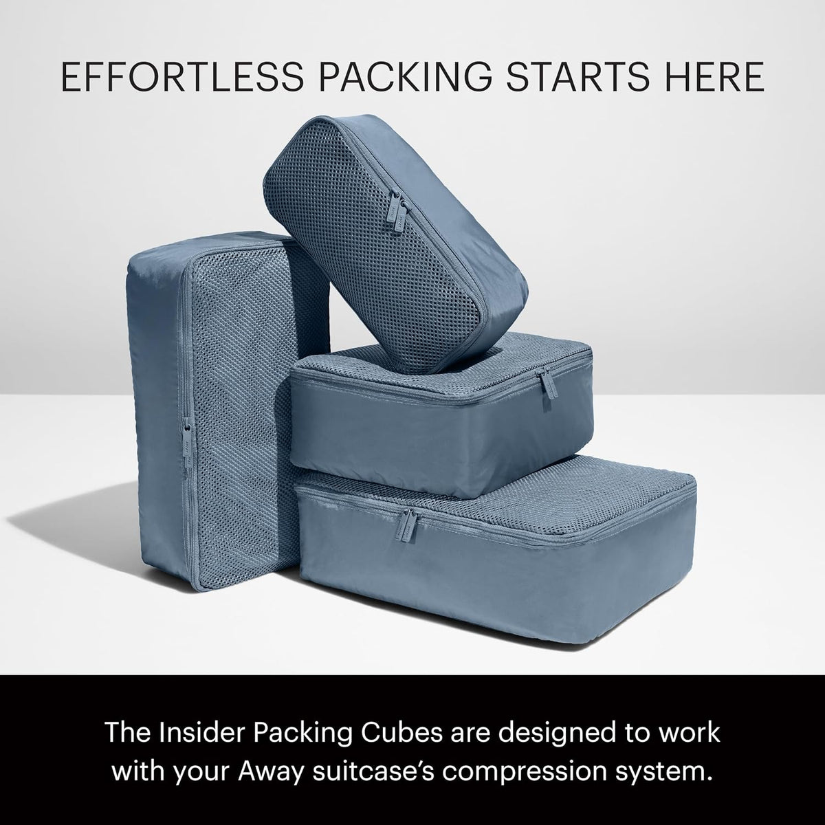 Away Insider Packing Cubes Set of 4, Lightweight Travel Luggage Organizers