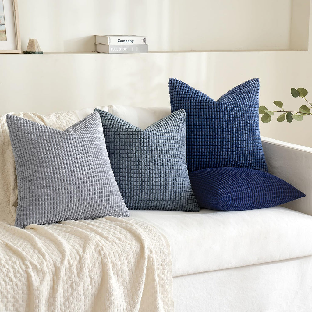 MIULEE Decorative Throw Pillow Covers 18x18 Inch Set of 4 Coastal Blue