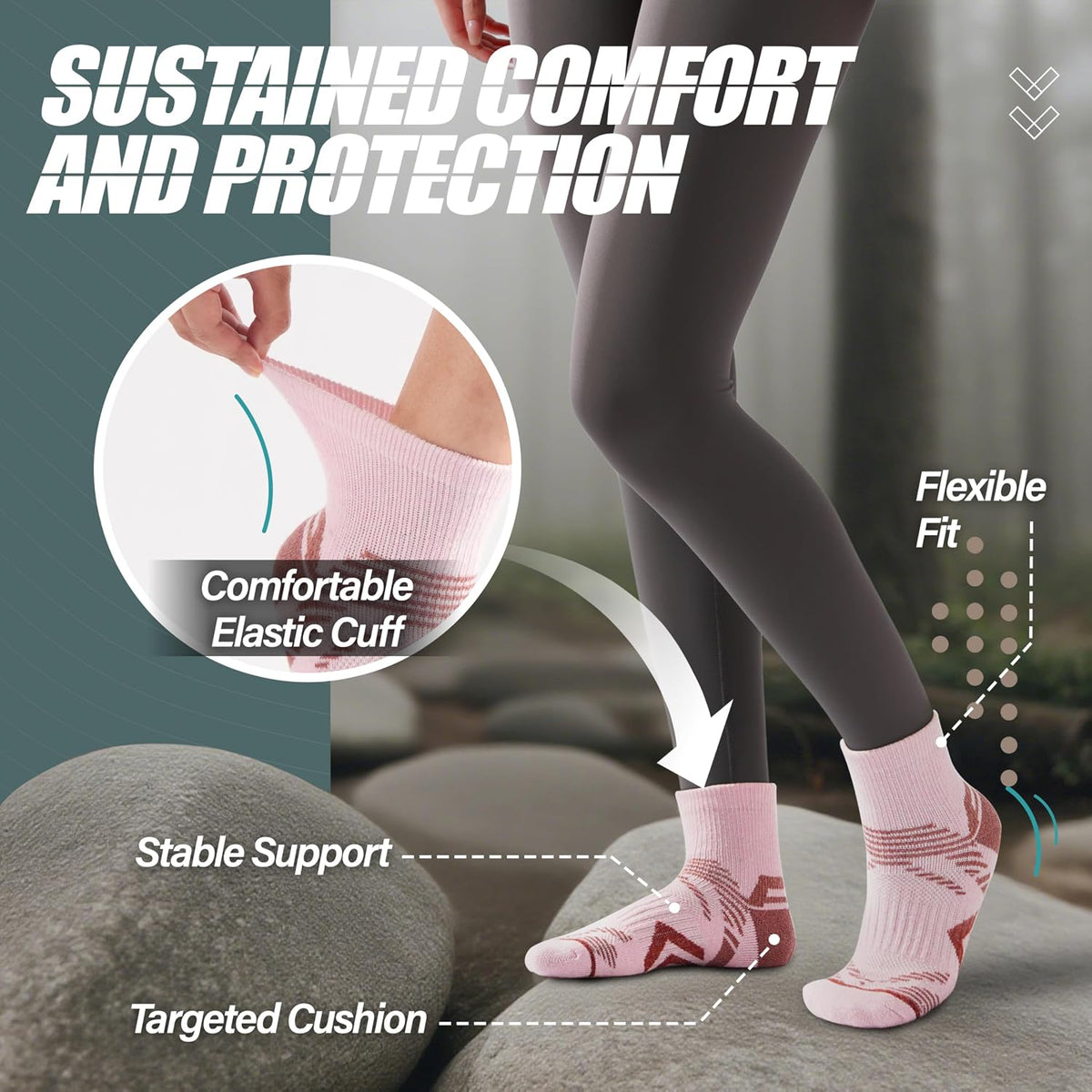 ANTSANG Merino Wool Quarter Ankle Hiking Running Socks for Women Men