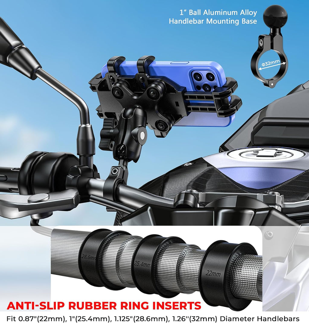 VAZESWIN Motorcycle Phone Mount Holder with Vibration Dampener