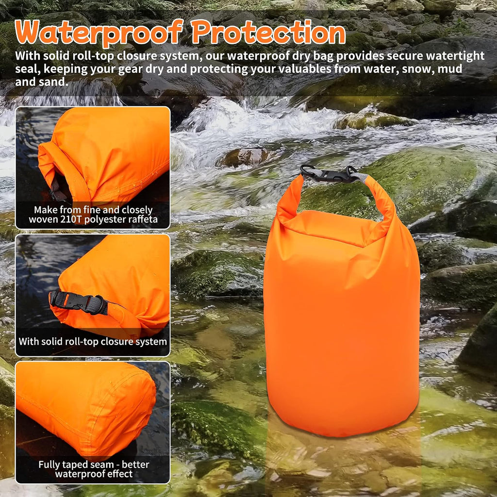 Desoto Waterproof Dry Bag 2 packs, 2L/5L/10L/20L/40L/70L Dry Sack Lightweight Portable, Dry Storage Bag to Keep Gear Dry Clean for Kayaking, Gym, Hiking, Swimming, Camping