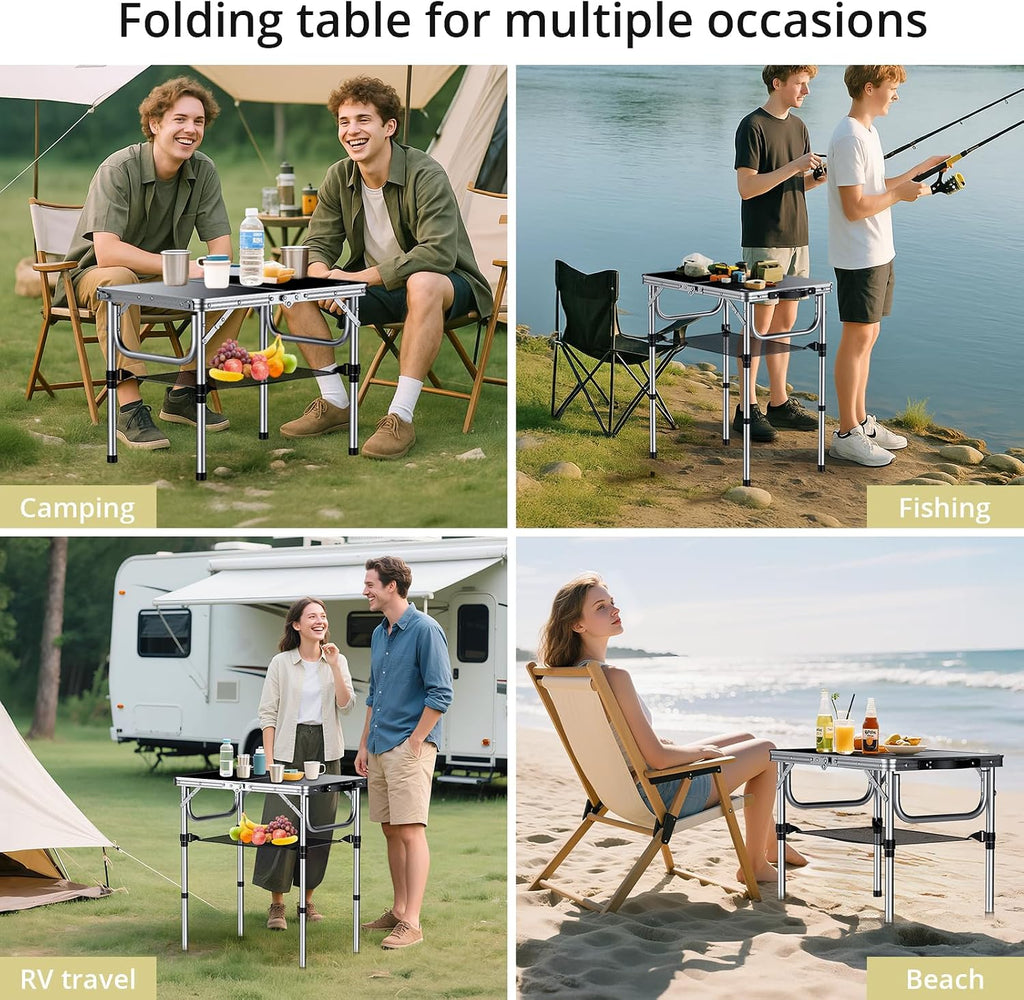 Anbte 2ft Folding Camping Table, 23"x 16" Small Folding Table Portable