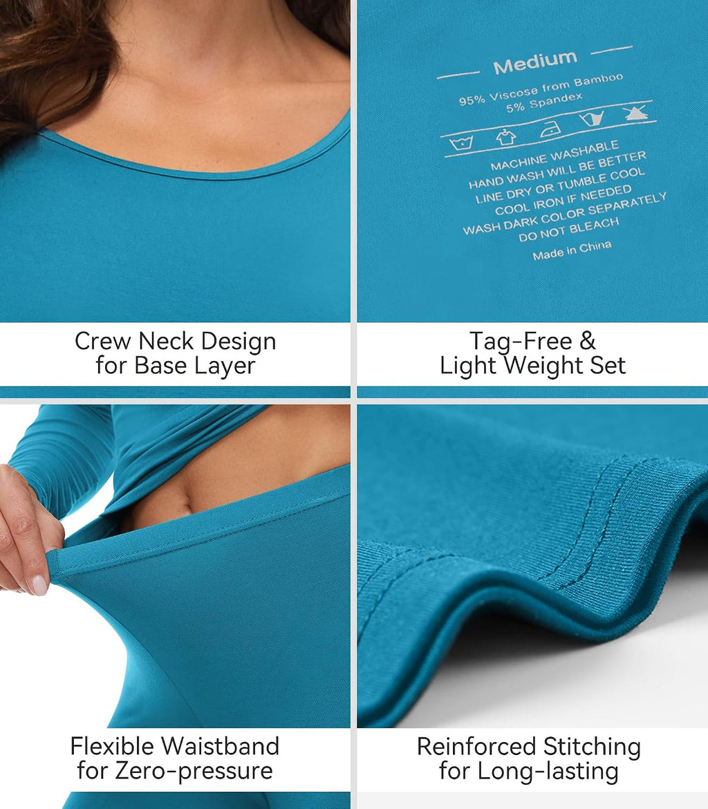 WiWi Soft Underwear for Women Thermal Long Johns Sets Super Warm Base Layer Top Pants Pajamas Set Viscose from Bamboo S-3X