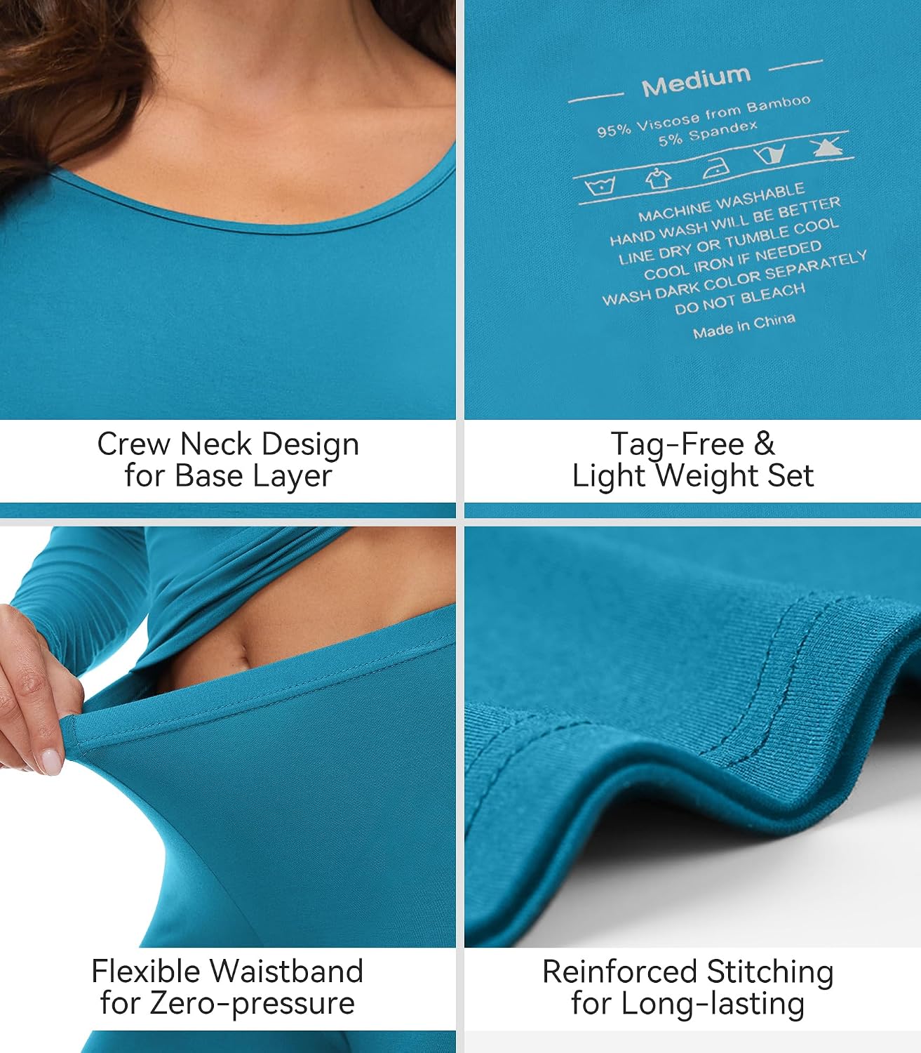 WiWi Soft Underwear for Women Thermal Long Johns Sets Super Warm Base Layer Top Pants Pajamas Set Viscose from Bamboo S-3X