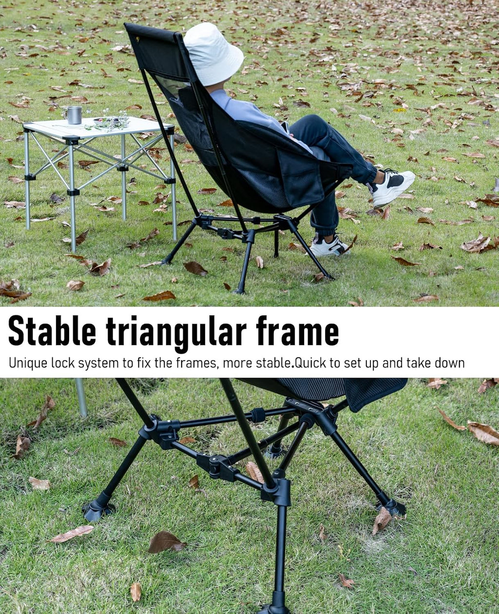 iClimb Ultralight Compact Folding Anti-Sinking Chair, High Back, Green