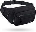 FREETOO Fanny Pack For Men Women, Large Capacity Waist Bag Black Belt Bag | 6 Pockets, Waterproof, Adjustable, Scratch-Resistant, Wear-Resistant, Travel Vacation Walking Hiking Running Park Fishing