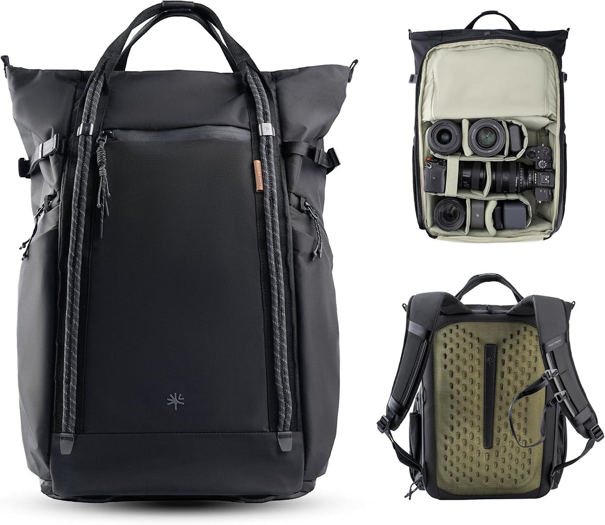 PGYTECH OneGo Roamer Tote Camera Backpack, 18L Dual Carry Tote Bag Black