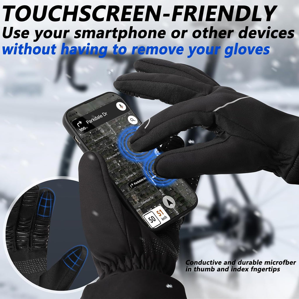 MOREOK Winter Gloves Ski Snow Bike Cycling Gloves Fleece Lining Anti-Slip
