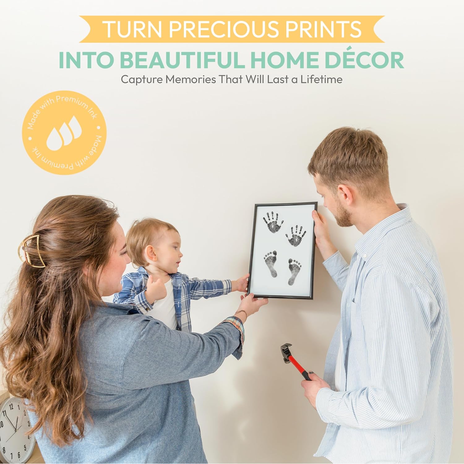 Clean Touch Ink Pad for Baby Handprints and Footprints – Inkless Infant Hand & Foot Stamp – Safe for Babies, Doesn’t Touch Skin – Perfect Family Memory or Gift – Black Standard Size [4 Pack]