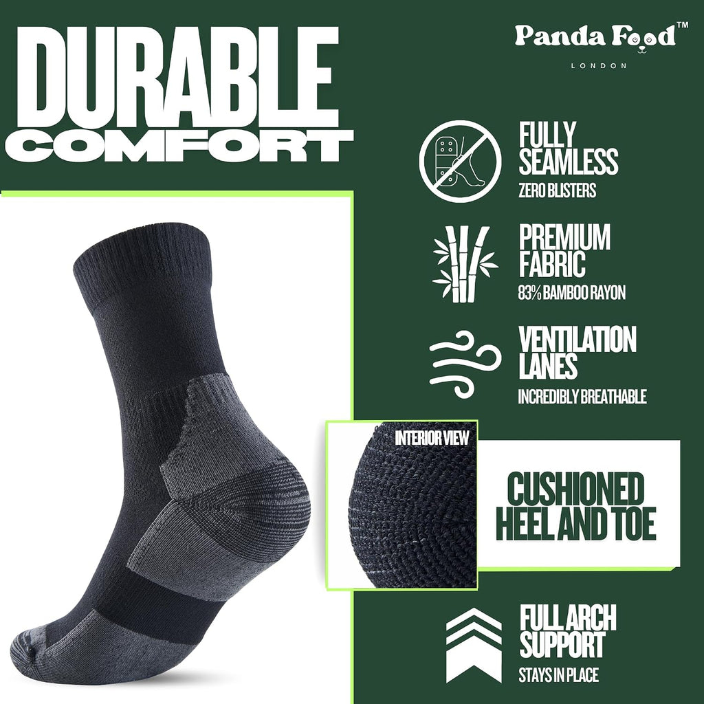 Bamboo Rayon Crew Hiking Socks | Premium Anti-Blister Warm Breathable | Cushioned for Sports | Men Women | 3 Pack