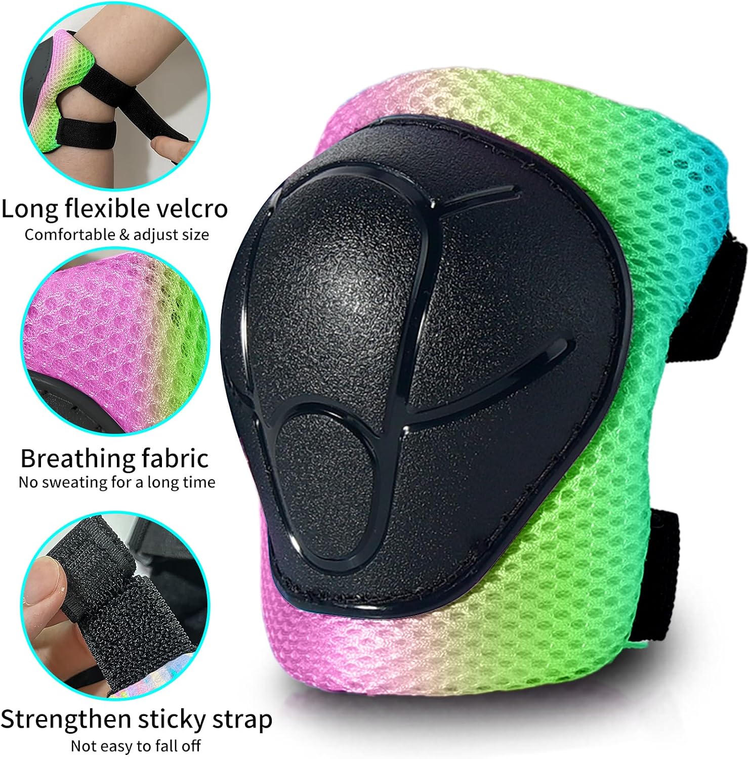 Skateboard Pads for Kids,Elbow Pads and Wrist Guards Protective Gear,Strong Double Straps&Adjustable Easy-Fix Clips for Skateboarding,Rollerblading,Scooters,Bicycle