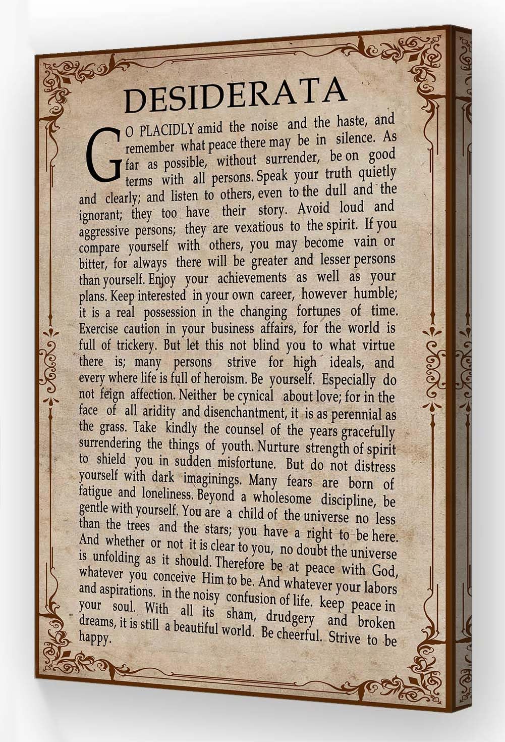 Wallpicss Desiderata Poem Framed Wall Art Canvas Painting Inspirational Quote Posters Vintage Prints Desiderata Wall Art Poetry Poster Office Decor 16x24 inches