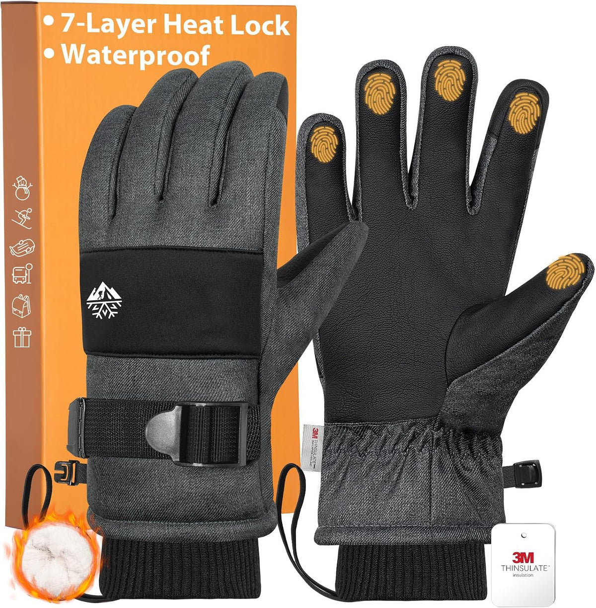 Pixel Panda 3M Winter Gloves for Men Waterproof Warm Snow Glove for Women