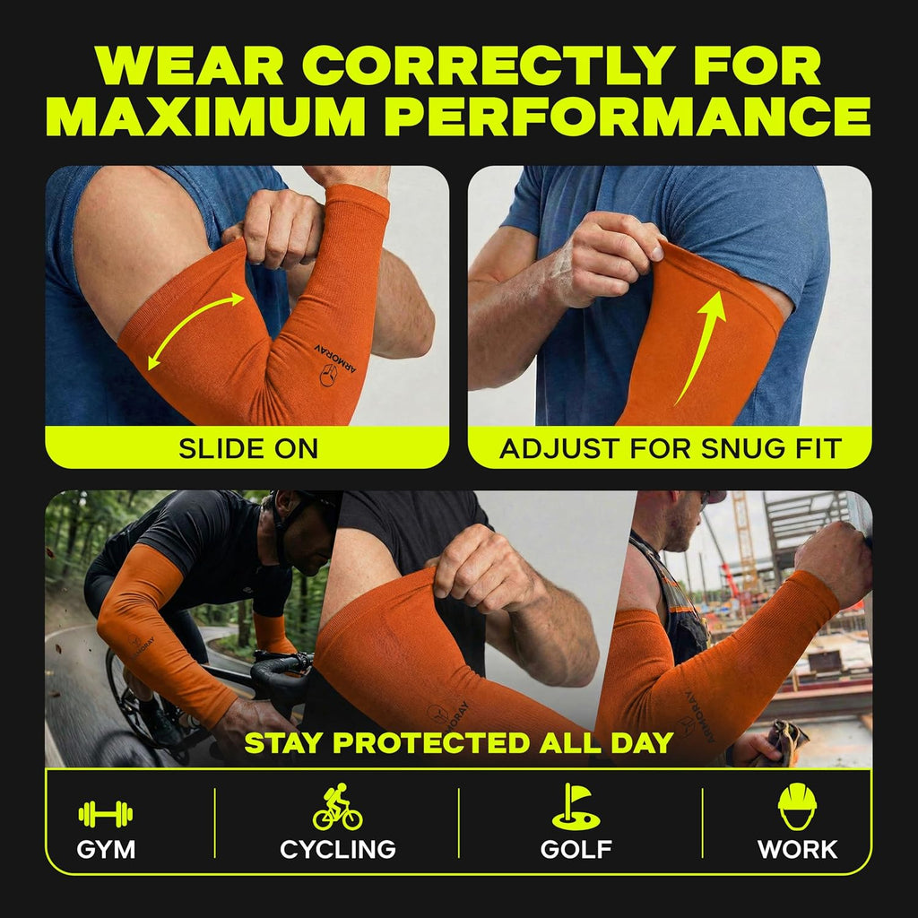 ARMORAY Arm Sleeves for Men and Women - UV Sun Protection Cooling Compression - Tattoo Cover Up Sleeve for Daily Wear & Work