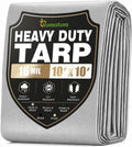 16 Mil 10x10 FT Heavy Duty Waterproof Tarps for Outdoor, Silver
