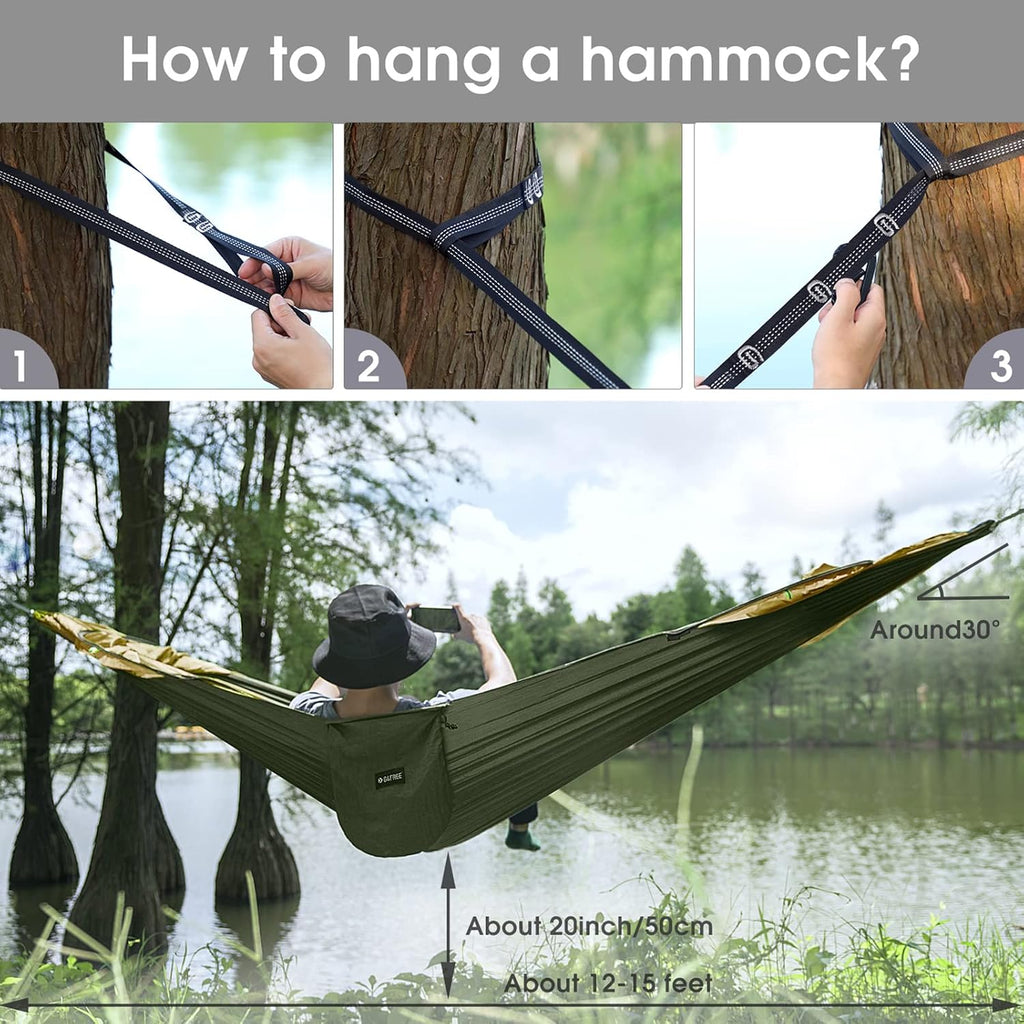 G4Free Large Camping Hammock for Outside with Mosquito Net 2 People Hammock