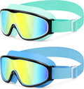 Vvinca Kids Goggles for 3-14, Kids Swim Goggles with Fabric Strap Anti Fog