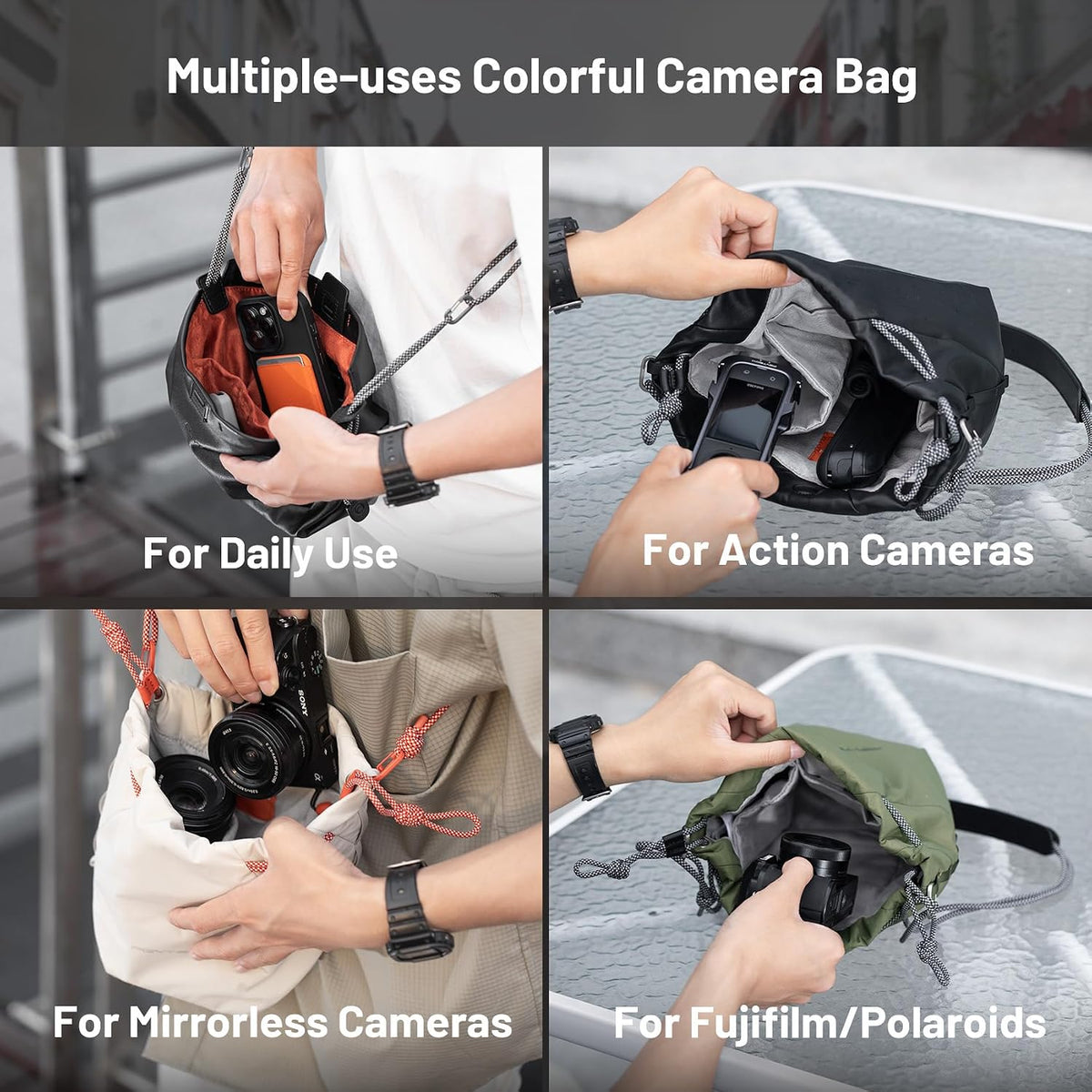 PGYTECH OneGo Drawstring Small Camera Bag Soft Cute Camera Pouch Handbag