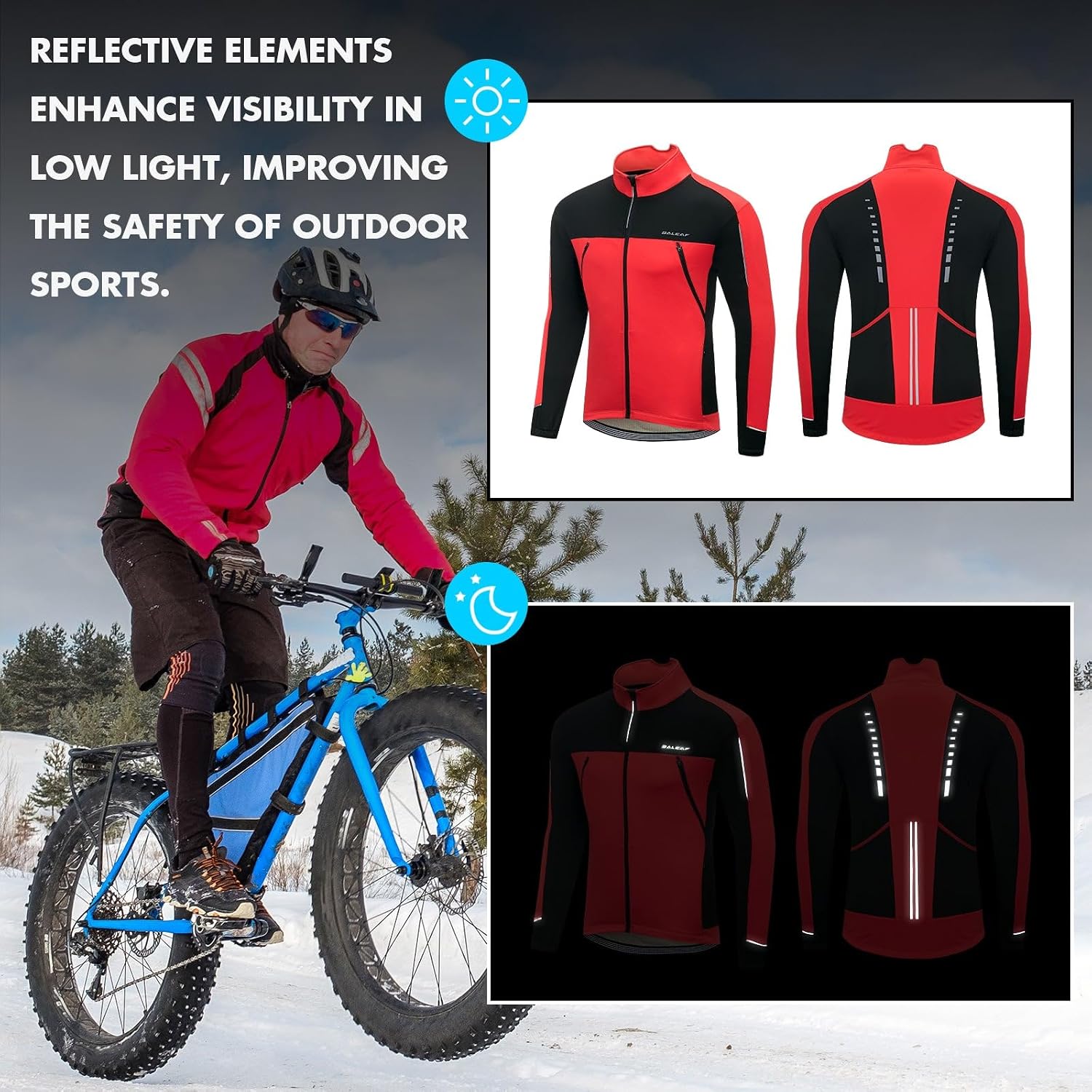 baleaf Men's Cycling Winter Jacket Windproof Softshell Thermal Warm Pockets