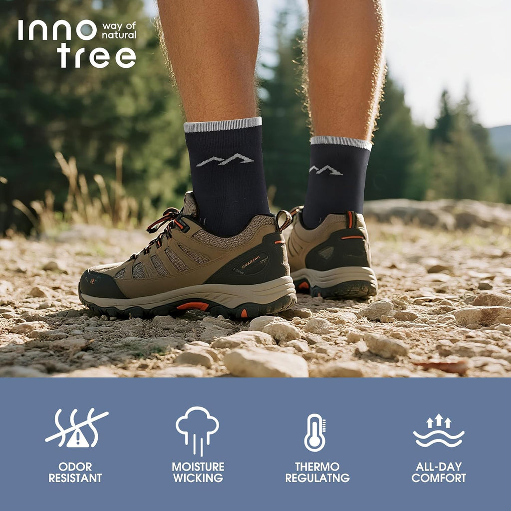 innotree Men's Merino Wool Hiking Socks 3 Pairs