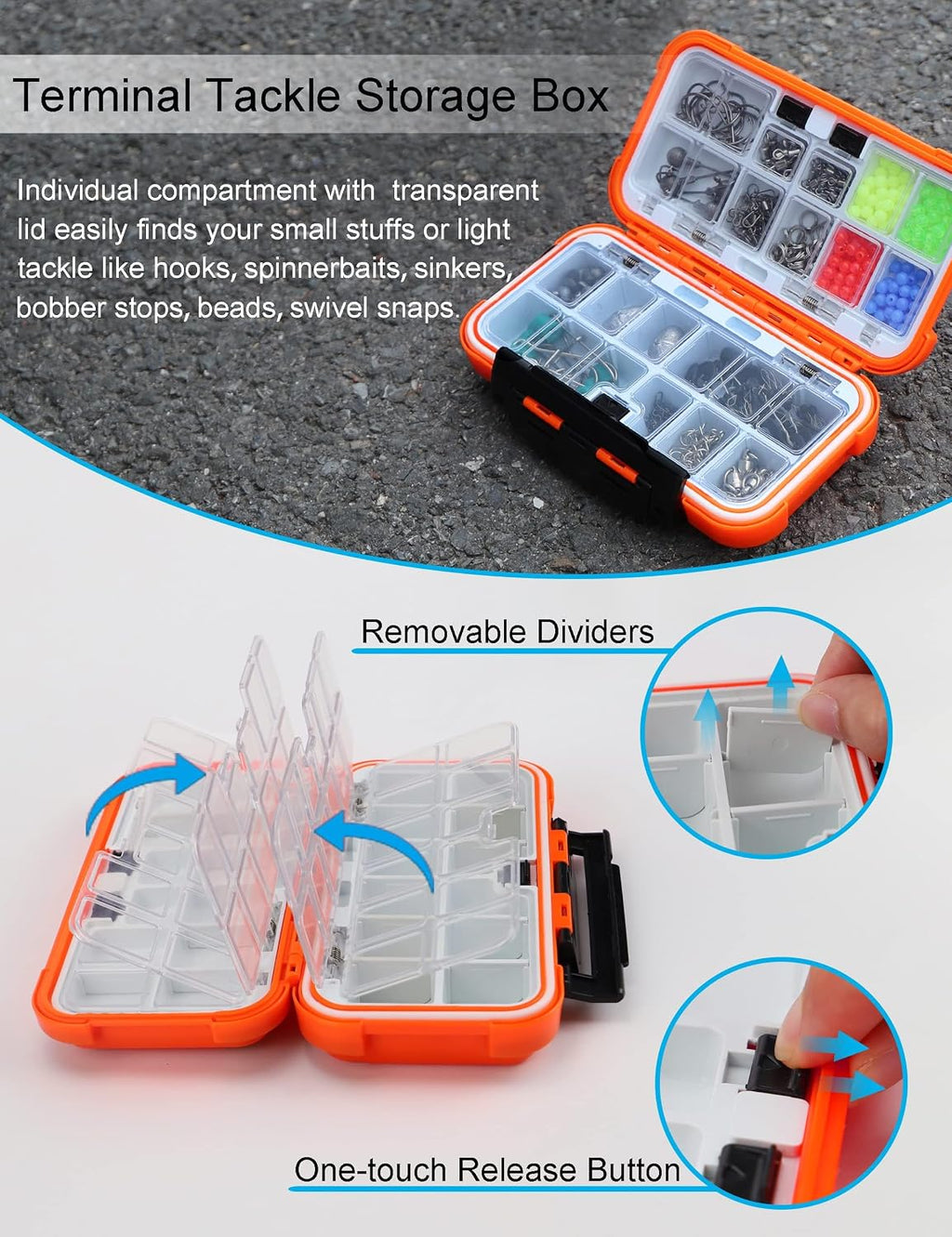 Hlotmeky Small Kayak Mini Tackle Box Waterproof Fishing Lure Box Terminal Storage Fishing Hook Organizer