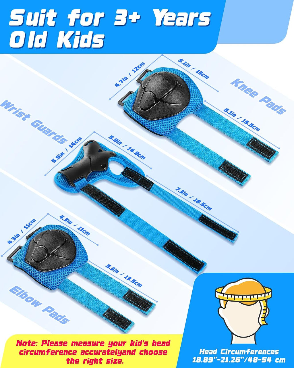 Kids Bike Helmet Set, Adjustable Helmet for Ages 2-3-5-8-14 Year Boys Girls, Toddler Pad Set with Knee and Elbow Pads for Bike, Roller, Skating, Scooter, Longboard and More Sports, 6 Color