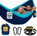 Wise Owl Outfitters Hammock for Camping Double Hammocks Gear for The Outdoors Backpacking Survival or Travel - Portable Lightweight Parachute Nylon DO Navy & Lt Blue