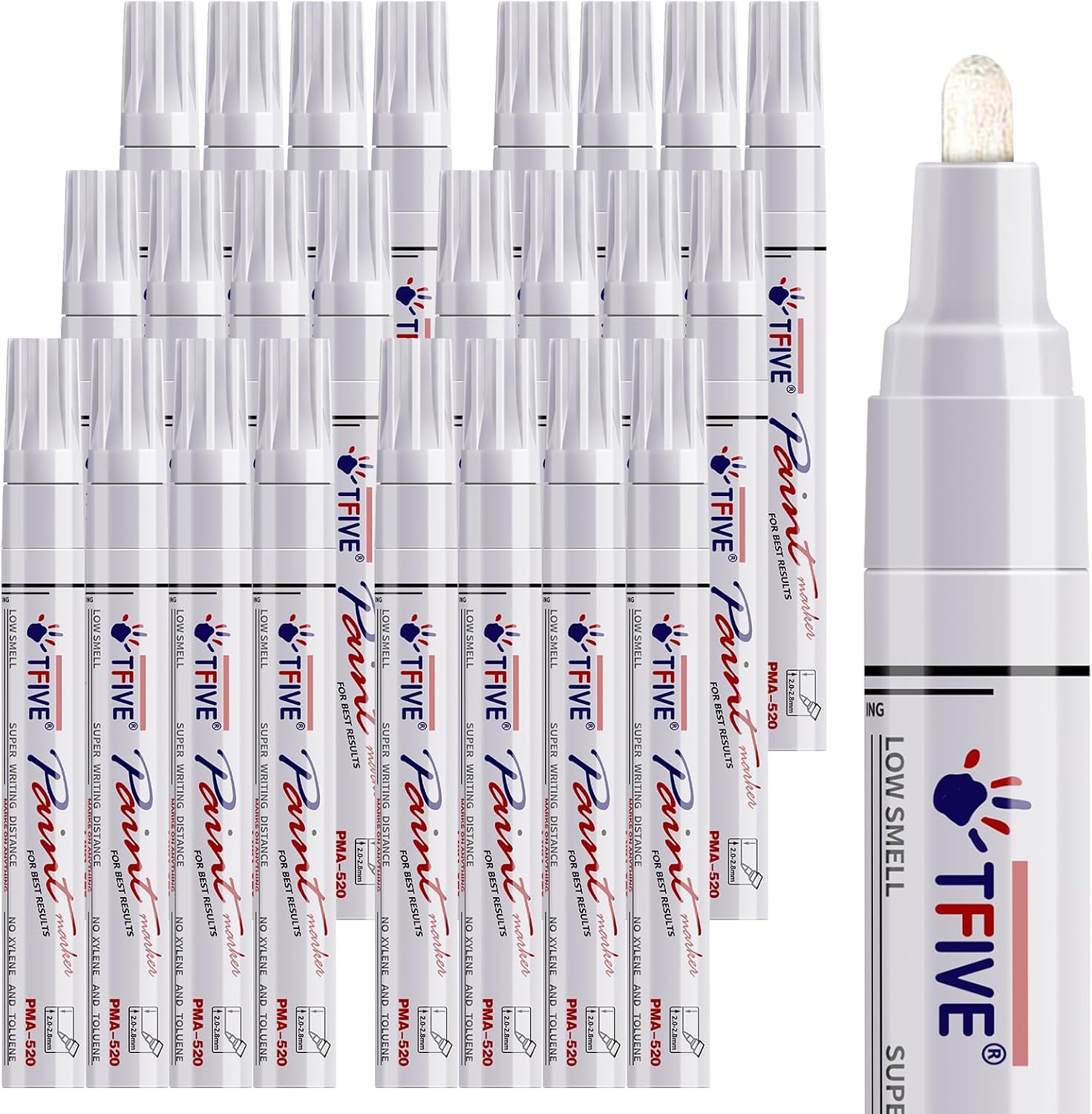 TFIVE White Paint Pens Permanent Markers, 24 Pcs Oil Based Paint Markers